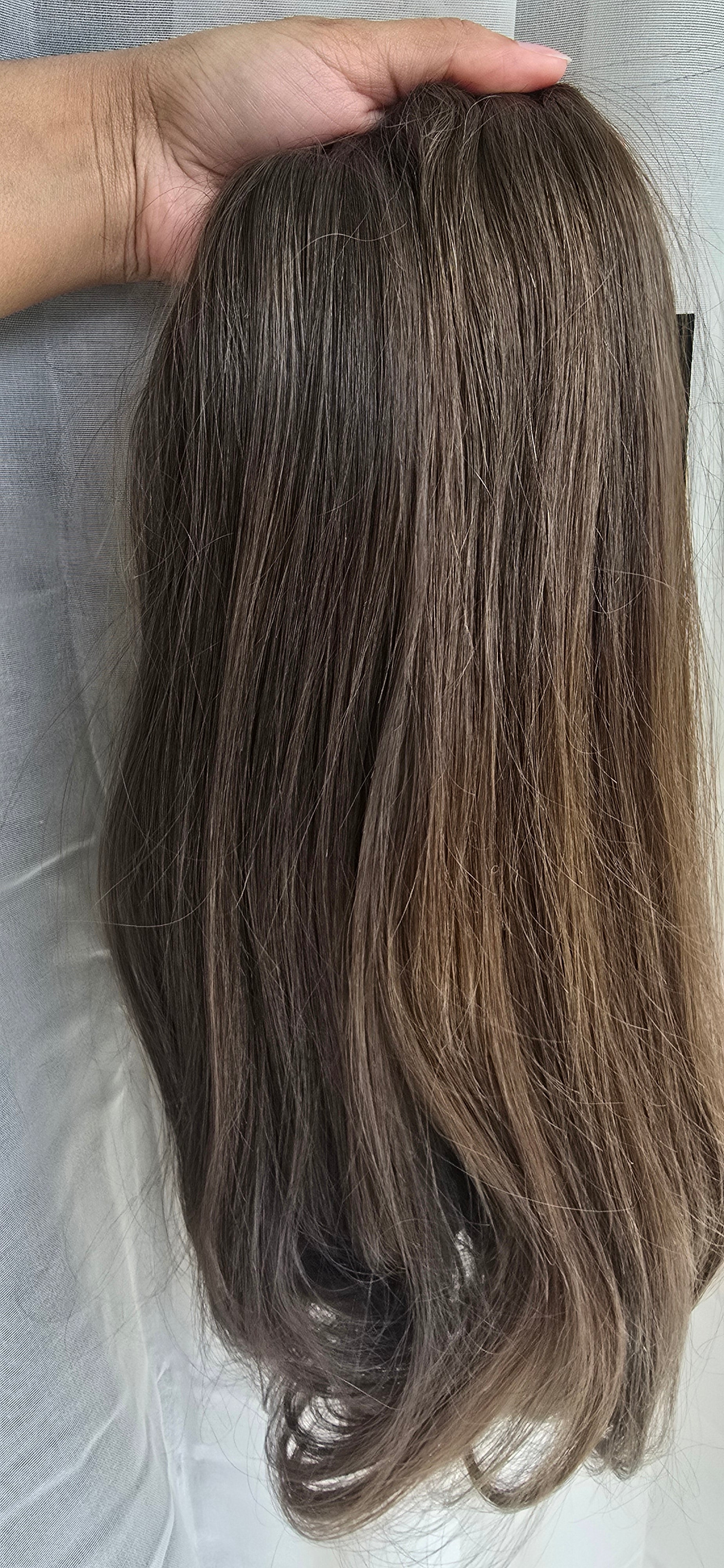 1x16 brown 1x18 darker brown - natural straight weave extensions
