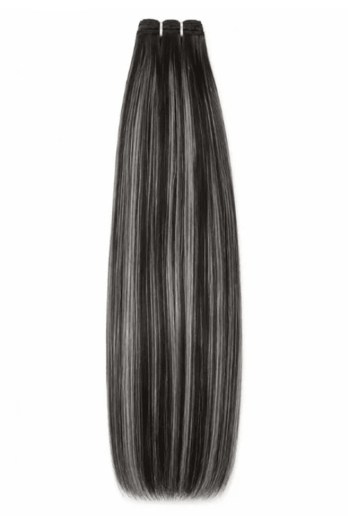 P1/Silver Highlighted Black Straight Weave Extensions - Mibella Hair