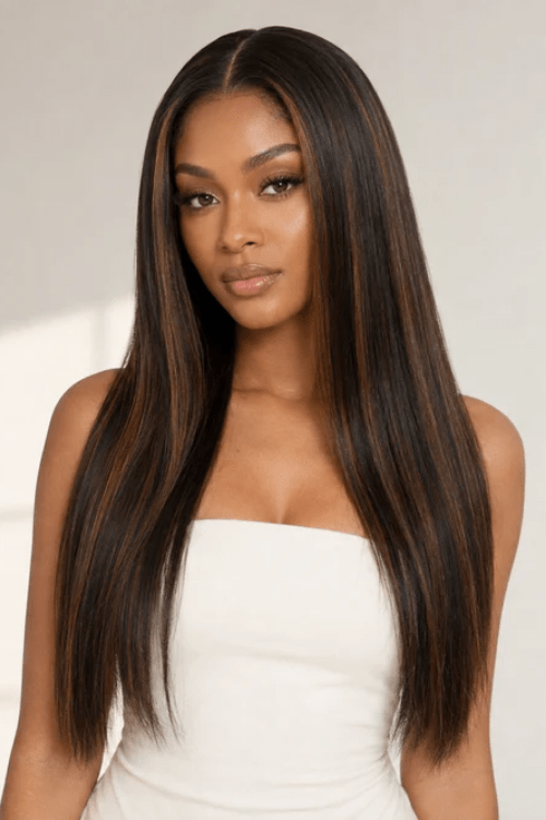 P1B/30C Highlighted Brown Straight Weave Extensions - Mibella Hair