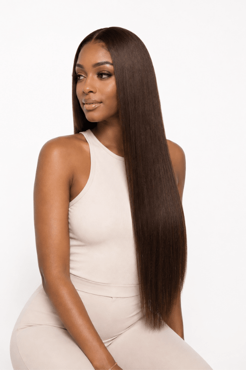2 Coffee Brown Straight Weave Extensions - Mibella Hair