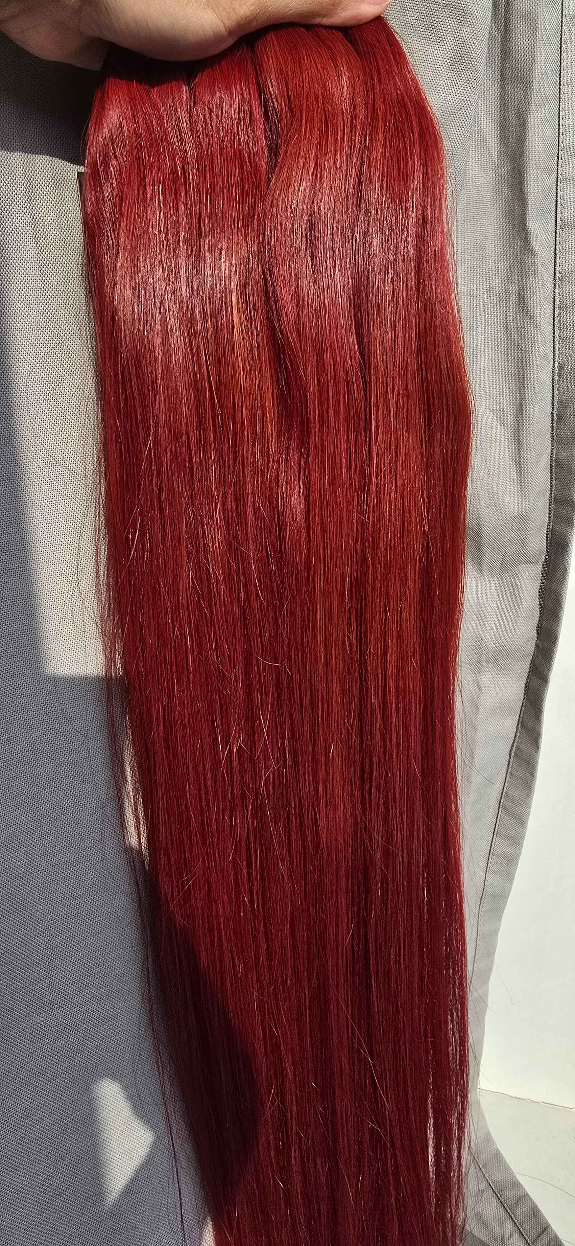 Medium Red Natural Straight Weave Extensions