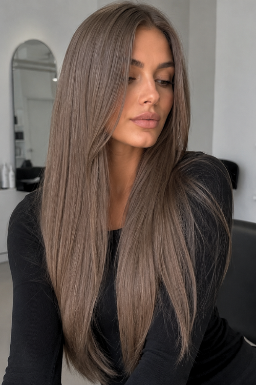 Medium Ash Brown - Straight Weave Extensions - Vietnamese Hair